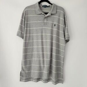 Polo Ralph Lauren Men's Gray Striped Short Sleeve Soft Polo‎ Shirt XL